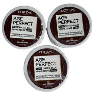 3x L'Oreal Age‎ Perfect 4-in1 Tinted Balm Foundation w/Firming Serum 20 Deep
